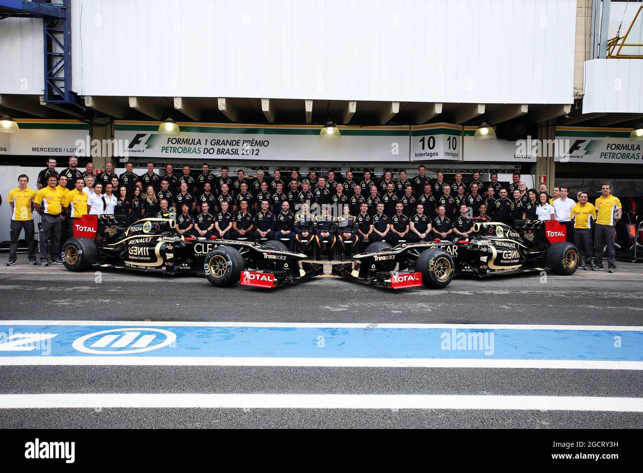 Fotografia del team Lotus F1. Gran Premio del Brasile, domenica 25 novembre 2012. San Paolo, Brasile. Foto Stock