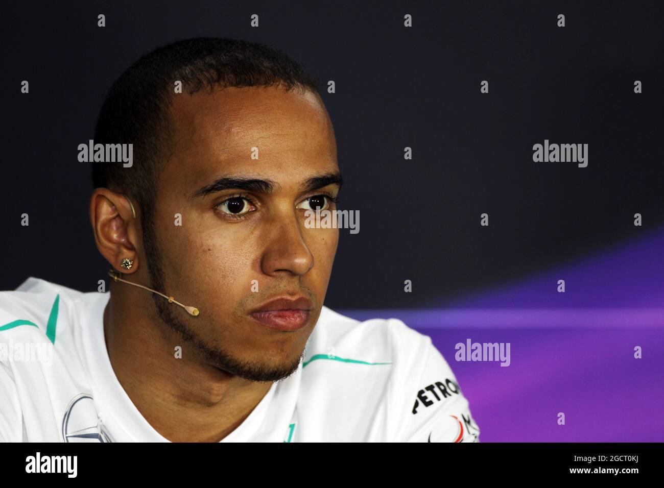 Lewis Hamilton (GBR) Mercedes AMG F1 alla conferenza stampa della FIA. Gran Premio d'Australia, giovedì 14 marzo 2013. Albert Park, Melbourne, Australia. Foto Stock