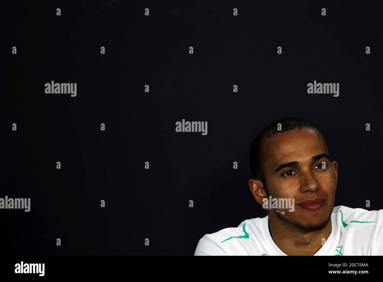 Lewis Hamilton (GBR) Mercedes AMG F1 alla conferenza stampa della FIA. Gran Premio d'Australia, giovedì 14 marzo 2013. Albert Park, Melbourne, Australia. Foto Stock