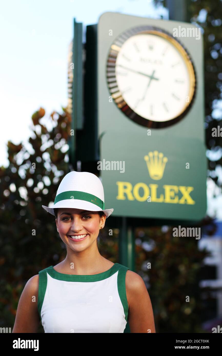 Rolex ragazza. Gran Premio d'Australia, venerdì 15 marzo 2013. Albert Park, Melbourne, Australia. Foto Stock