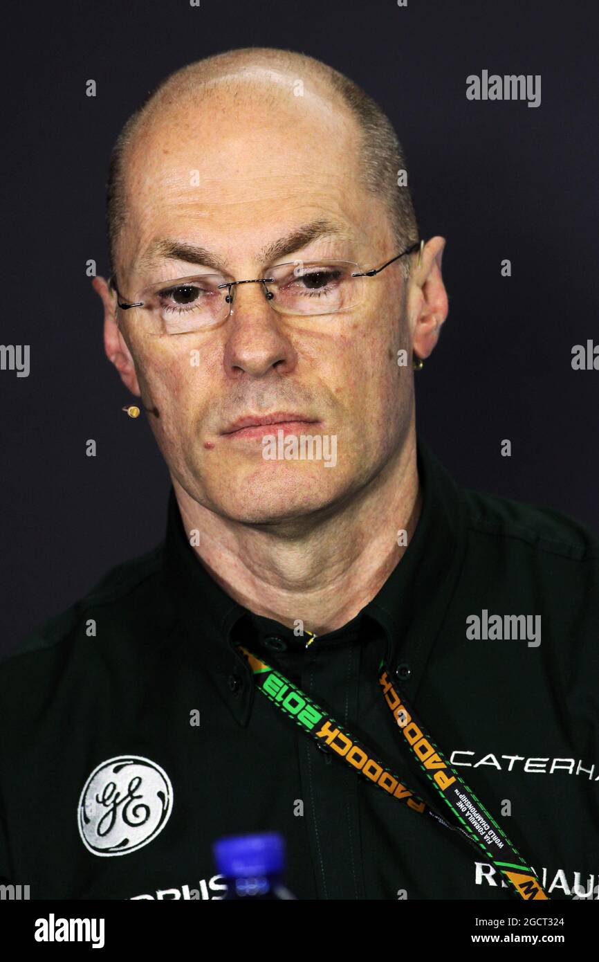 Mark Smith (GBR), Direttore tecnico del Team di F1 di Caterham alla conferenza stampa della FIA. Gran Premio di Spagna, venerdì 10 maggio 2013. Barcellona, Spagna. Foto Stock