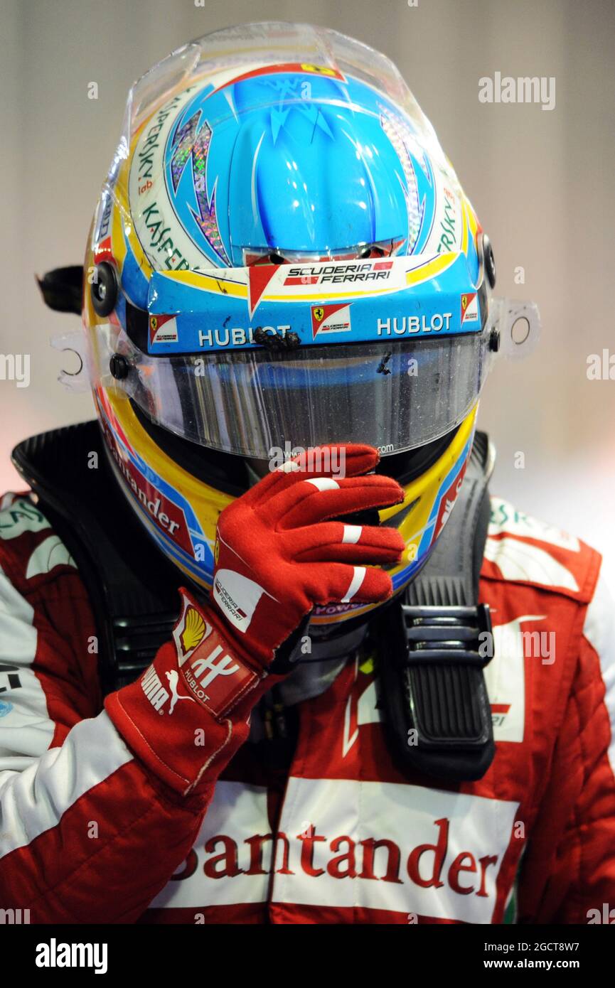 Fernando Alonso (ESP) Ferrari a parc ferme. Gran Premio di Singapore, domenica 22 settembre 2013. Circuito Marina Bay Street, Singapore. Foto Stock