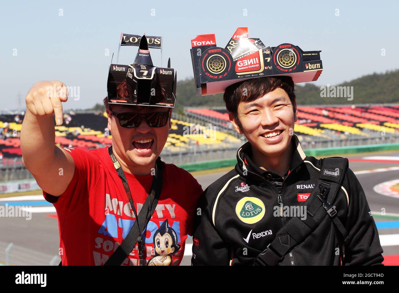 Tifosi del Lotus F1 Team. Gran Premio di Corea, venerdì 4 ottobre 2013. Yeongam, Corea del Sud. Foto Stock