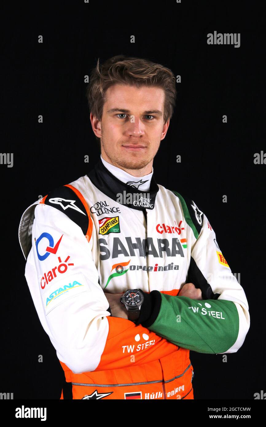 Nico Hulkenberg (GER) Sahara Force India F1. Sahara Force India F1 driver Ritratti. Giovedì 23 gennaio 2014. Silverstone, Inghilterra. Foto Stock