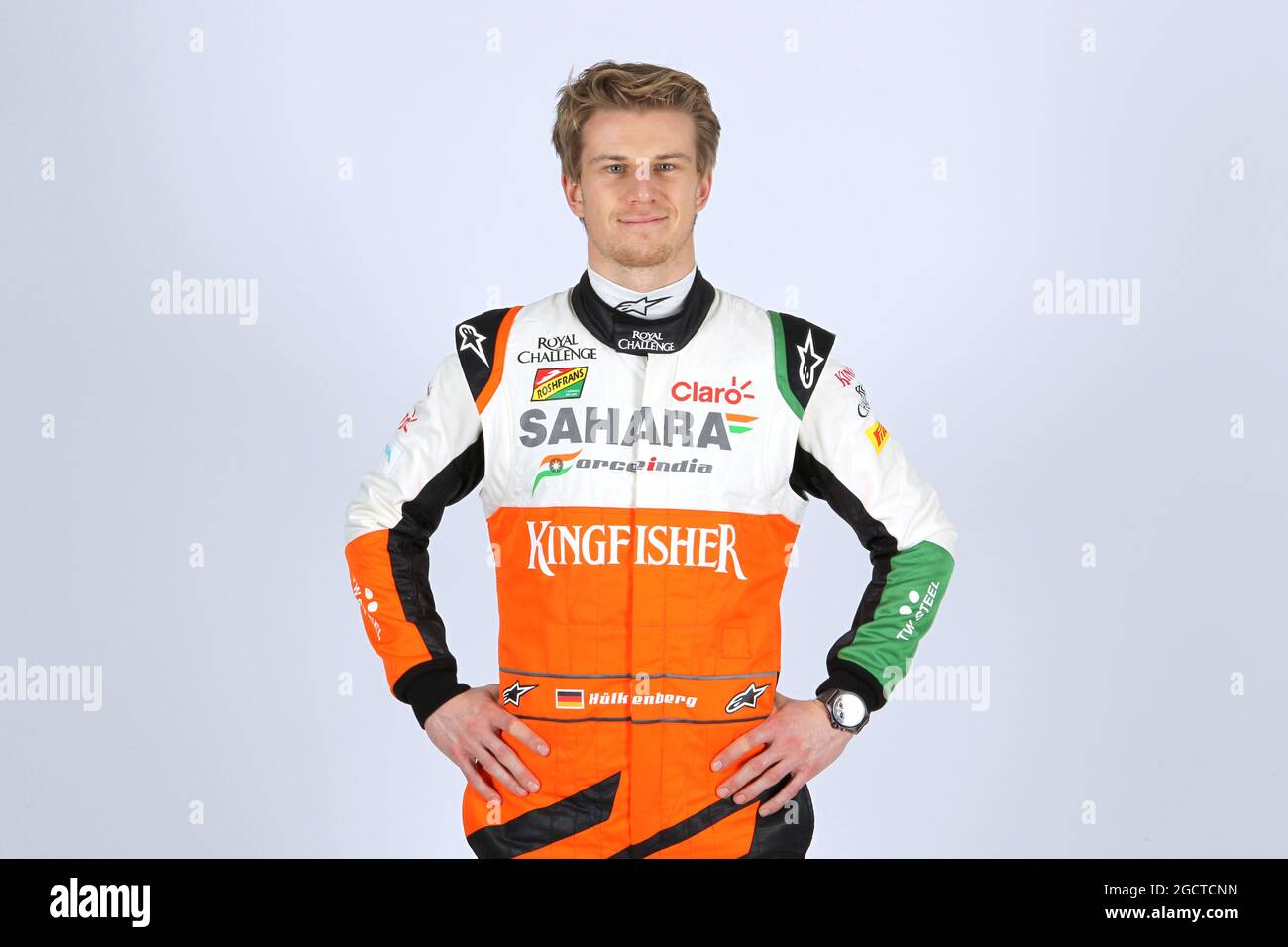 Nico Hulkenberg (GER) Sahara Force India F1. Sahara Force India F1 driver Ritratti. Giovedì 23 gennaio 2014. Silverstone, Inghilterra. Foto Stock