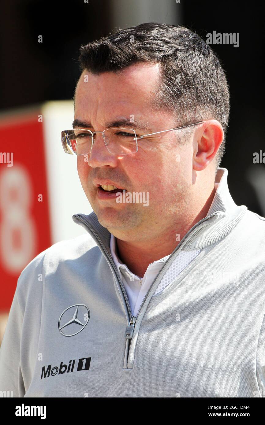 Eric Boullier (fra) McLaren Racing Director. Formula uno Test, Bahrain Test One, Day One, mercoledì 19 febbraio 2014. Sakhir, Bahrein. Foto Stock