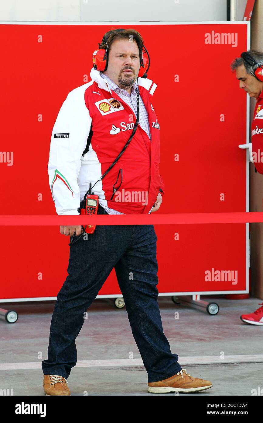 Gino Rosato (CDN) Ferrari. Test di Formula uno, Test del Bahrain uno, giorno tre, venerdì 21 febbraio 2014. Sakhir, Bahrein. Foto Stock