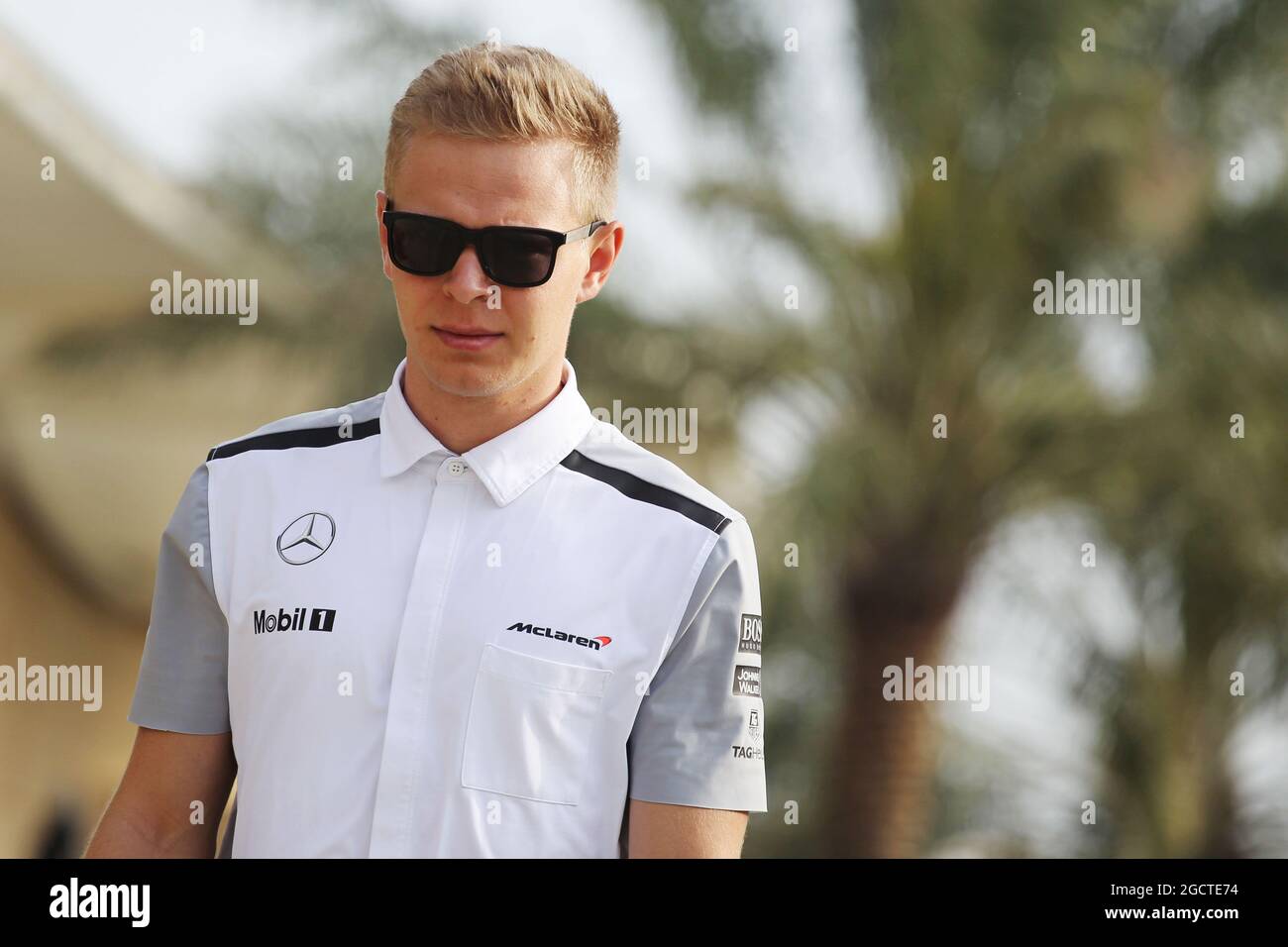 Kevin Magnussen (DEN) McLaren. Test di Formula uno, Test Bahrain due, giorno due, venerdì 28 febbraio 2014. Sakhir, Bahrein. Foto Stock