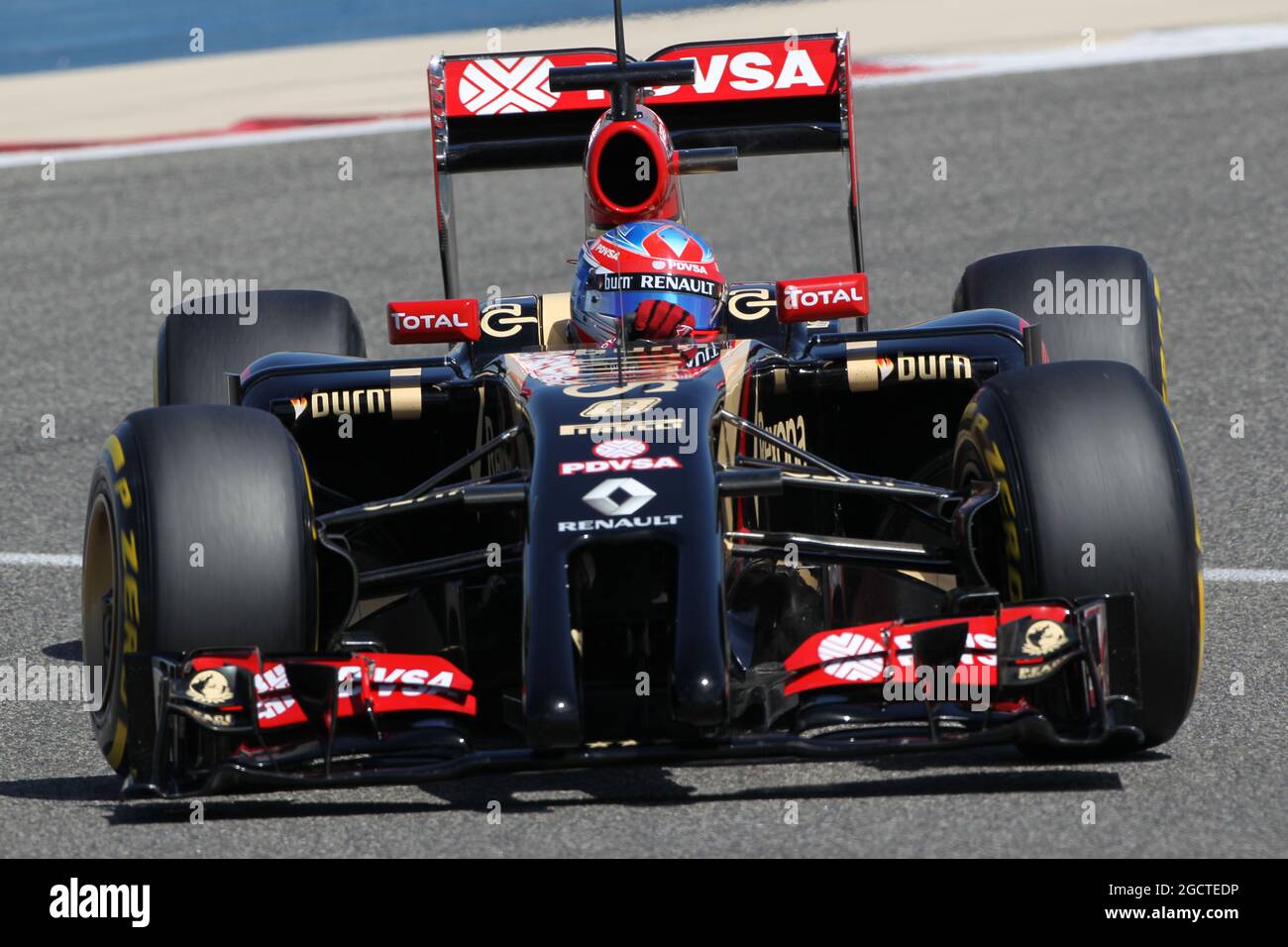 Romain Grosjean (fra) Lotus F1 E22. Formula uno Test, Bahrain Test due, Day Four, Domenica 2 Marzo 2014. Sakhir, Bahrein. Foto Stock