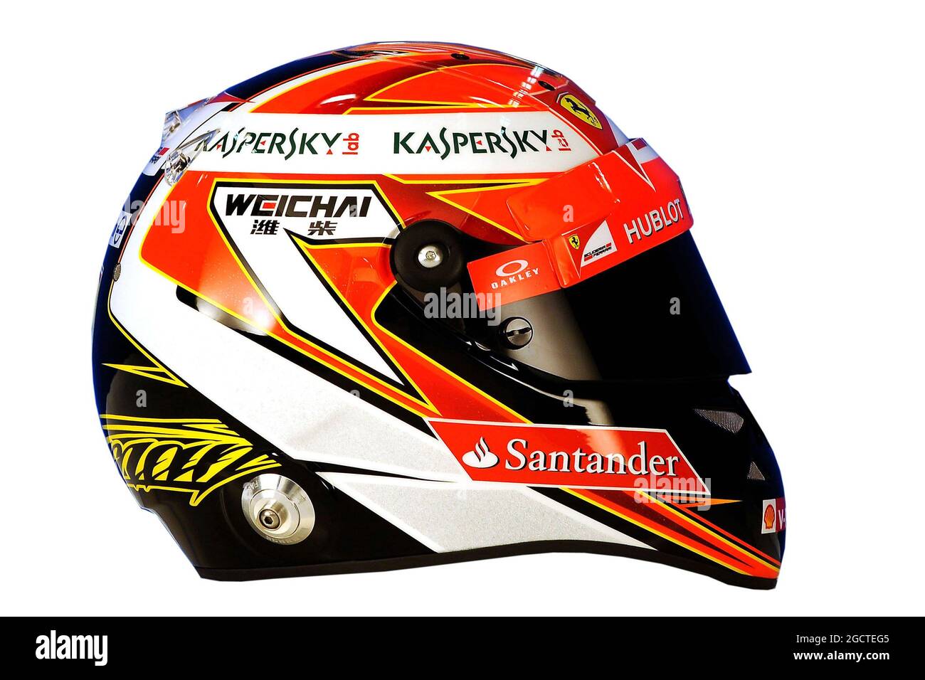 Il casco di Kimi Raikkonen (fin) Ferrari. Formula uno Test, Bahrain Test due, Day Four, Domenica 2 Marzo 2014. Sakhir, Bahrein. Foto Stock