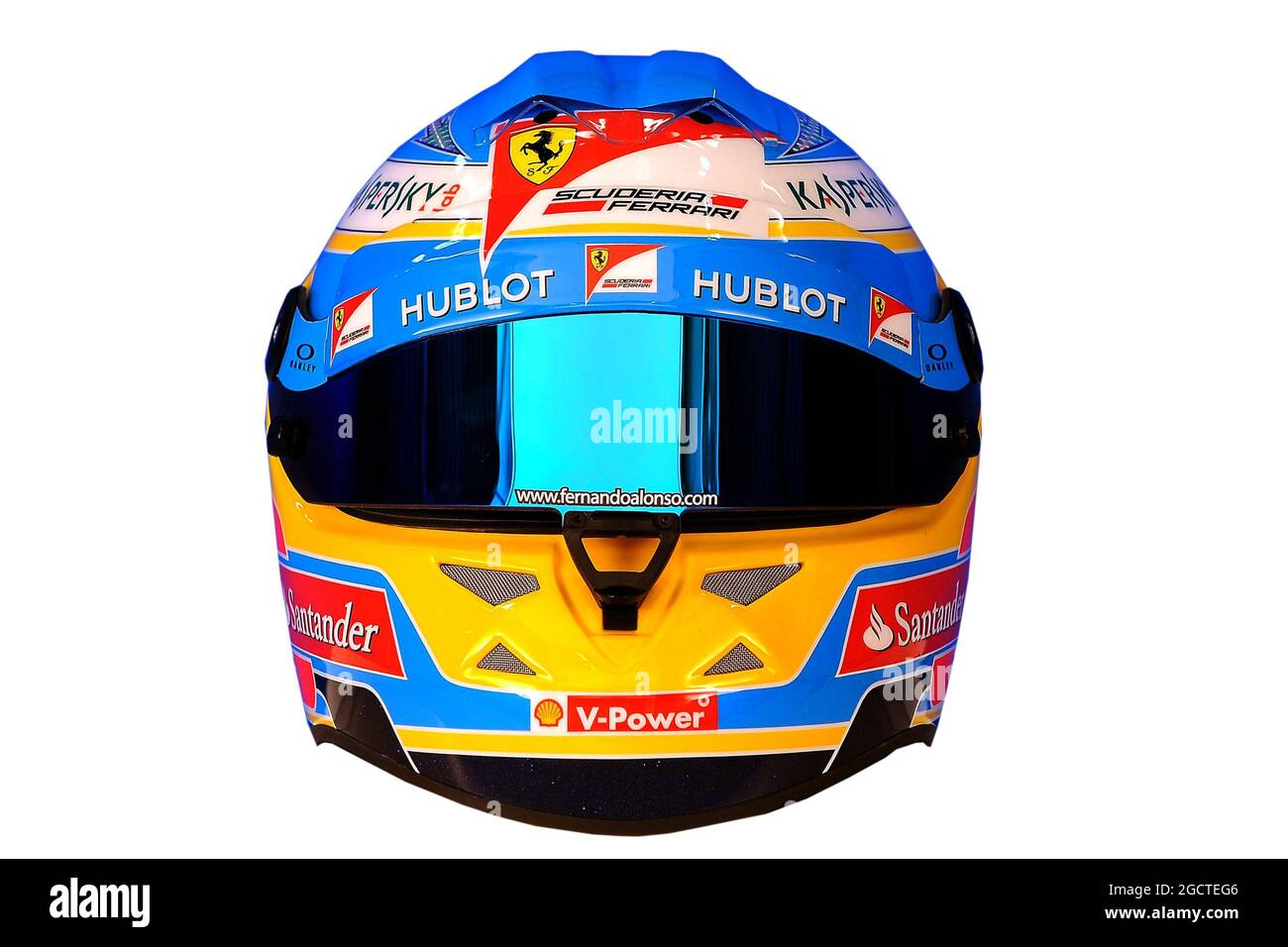 Il casco di Fernando Alonso (ESP) Ferrari. Formula uno Test, Bahrain Test due, Day Four, Domenica 2 Marzo 2014. Sakhir, Bahrein. Foto Stock