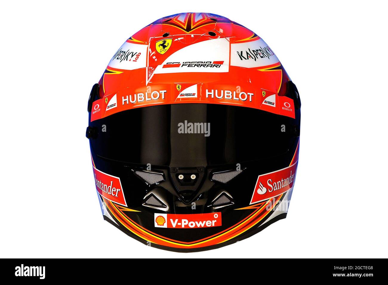 Il casco di Kimi Raikkonen (fin) Ferrari. Formula uno Test, Bahrain Test due, Day Four, Domenica 2 Marzo 2014. Sakhir, Bahrein. Foto Stock
