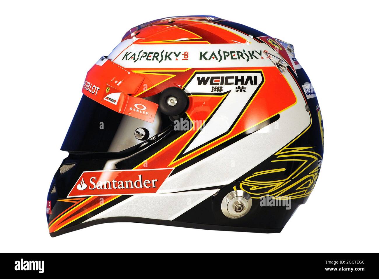 Il casco di Kimi Raikkonen (fin) Ferrari. Formula uno Test, Bahrain Test due, Day Four, Domenica 2 Marzo 2014. Sakhir, Bahrein. Foto Stock