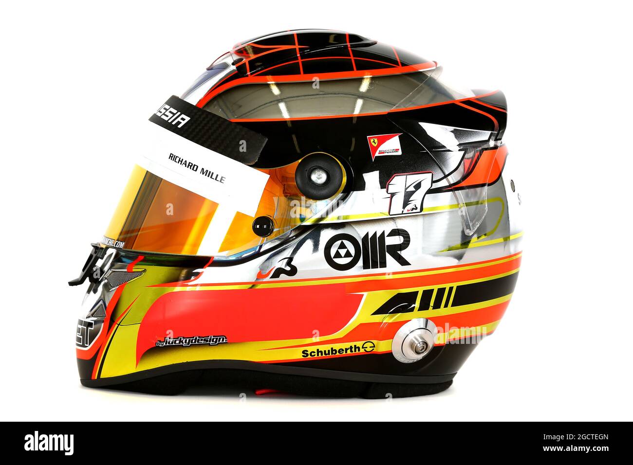 Il casco di Jules Bianchi (fra) Marussia F1 Team. Formula uno Test, Bahrain Test One, Day One, mercoledì 19 febbraio 2014. Sakhir, Bahrein. Foto Stock