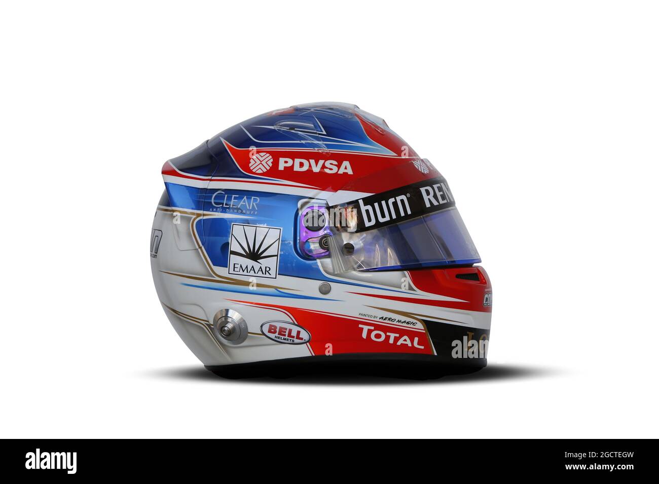 Il casco di Romain Grosjean (fra) Lotus F1 Team. Formula uno Test, Bahrain Test due, Day Four, Domenica 2 Marzo 2014. Sakhir, Bahrein. Foto Stock