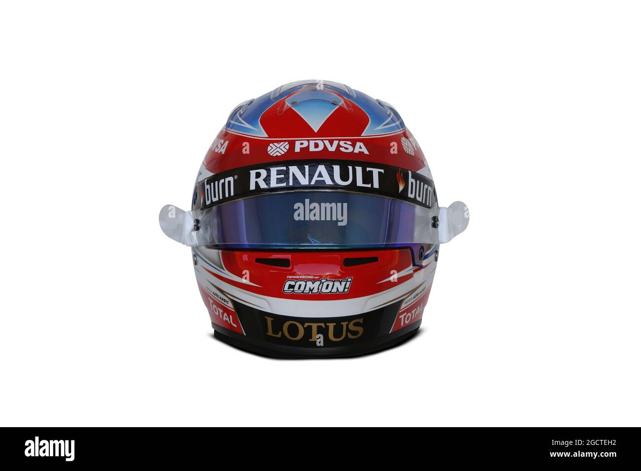 Il casco di Romain Grosjean (fra) Lotus F1 Team. Formula uno Test, Bahrain Test due, Day Four, Domenica 2 Marzo 2014. Sakhir, Bahrein. Foto Stock