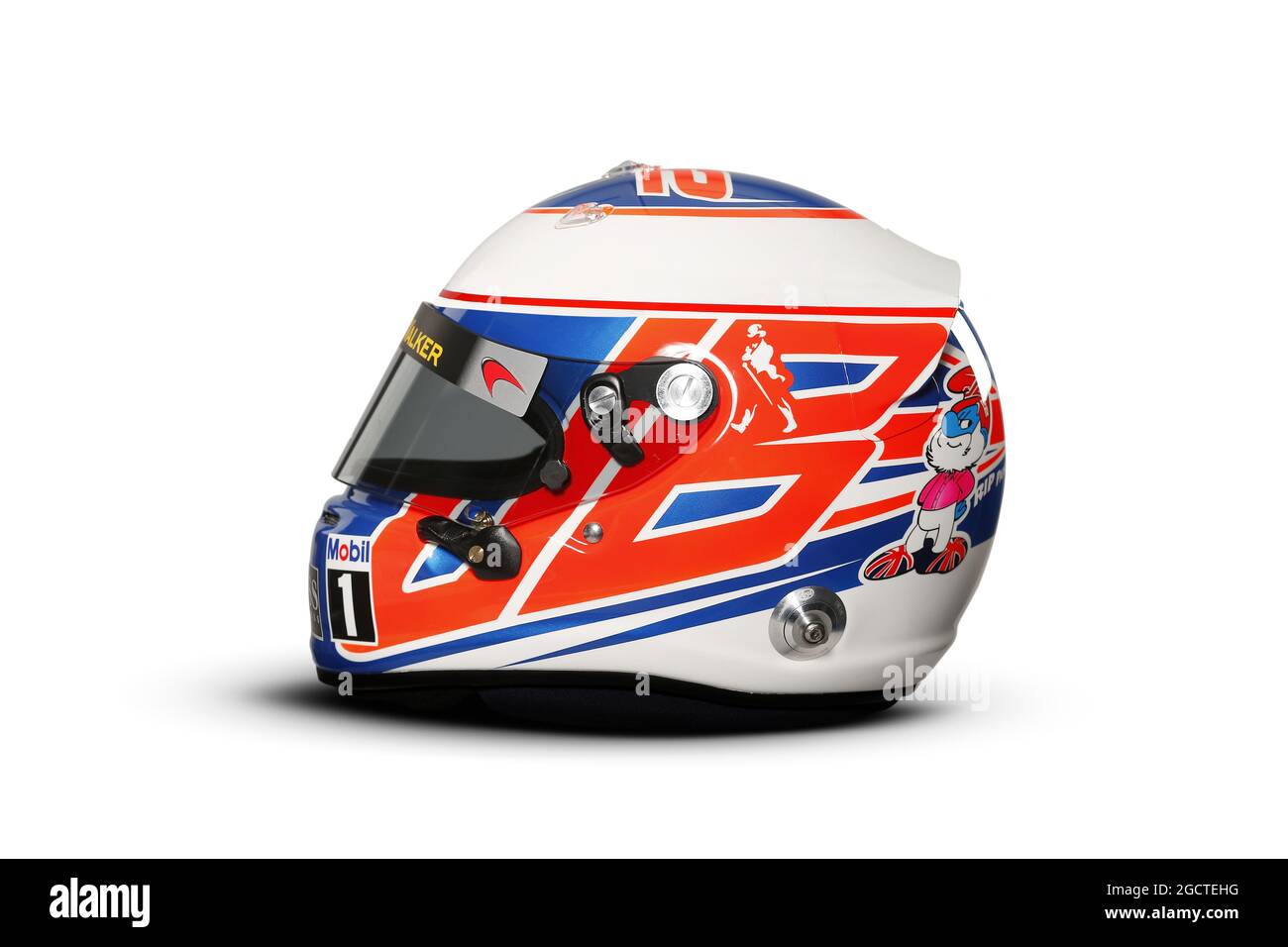 Il casco di Jenson Button (GBR) McLaren. Test di Formula uno, Test Bahrain uno, giorno quattro, sabato 22 febbraio 2014. Sakhir, Bahrein. Foto Stock