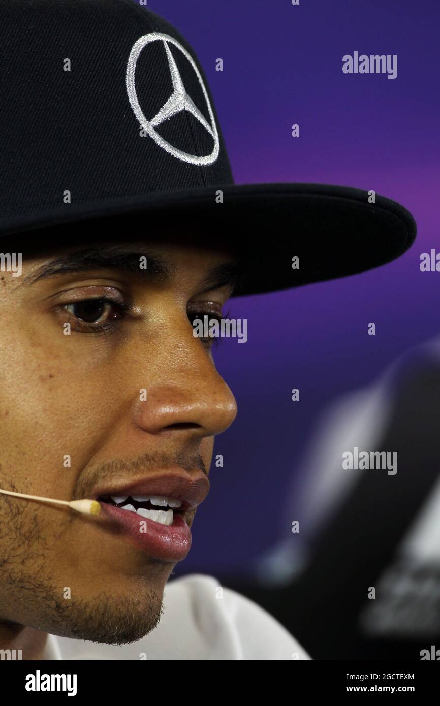 Lewis Hamilton (GBR) Mercedes AMG F1 alla conferenza stampa della FIA. Gran Premio d'Australia, giovedì 13 marzo 2014. Albert Park, Melbourne, Australia. Foto Stock