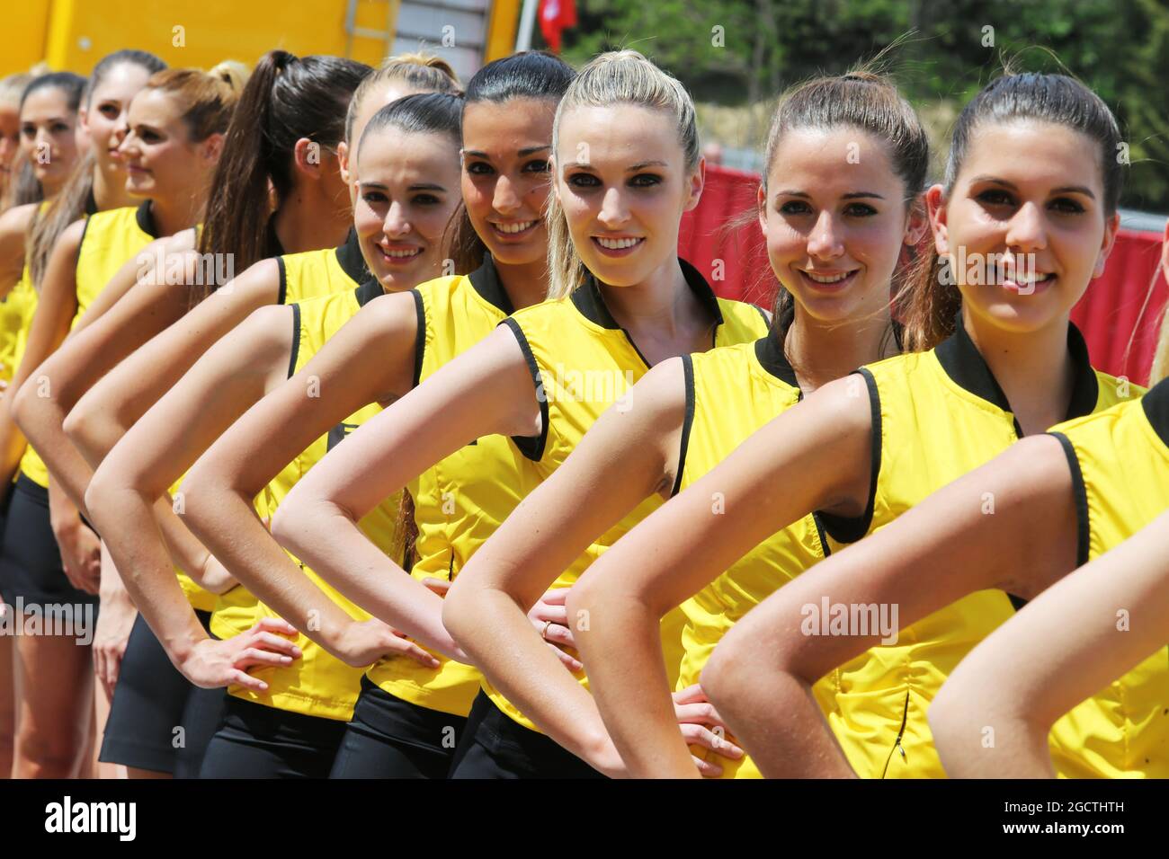 Ragazza griglia. Gran Premio di Spagna, sabato 10 maggio 2014. Barcellona, Spagna. Foto Stock