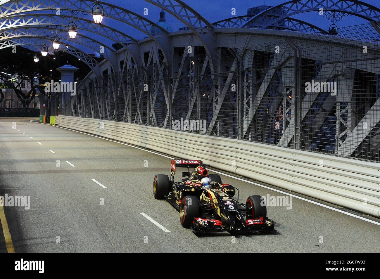 Romain Grosjean (fra) Lotus F1 E22. Gran Premio di Singapore, sabato 20 settembre 2014. Circuito Marina Bay Street, Singapore. Foto Stock