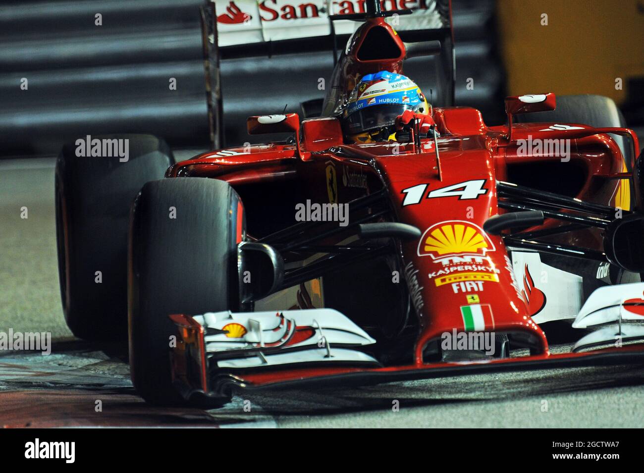 Fernando Alonso (ESP) Ferrari F14-T. Gran Premio di Singapore, sabato 20 settembre 2014. Circuito Marina Bay Street, Singapore. Foto Stock