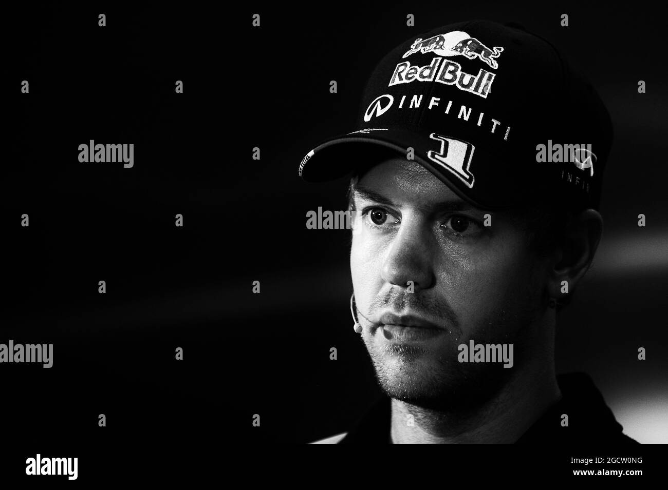 Sebastian Vettel (GER) Red Bull Racing alla conferenza stampa della FIA. Gran Premio di Abu Dhabi, giovedì 20 novembre 2014. Yas Marina Circuit, Abu Dhabi, Emirati Arabi Uniti. Foto Stock