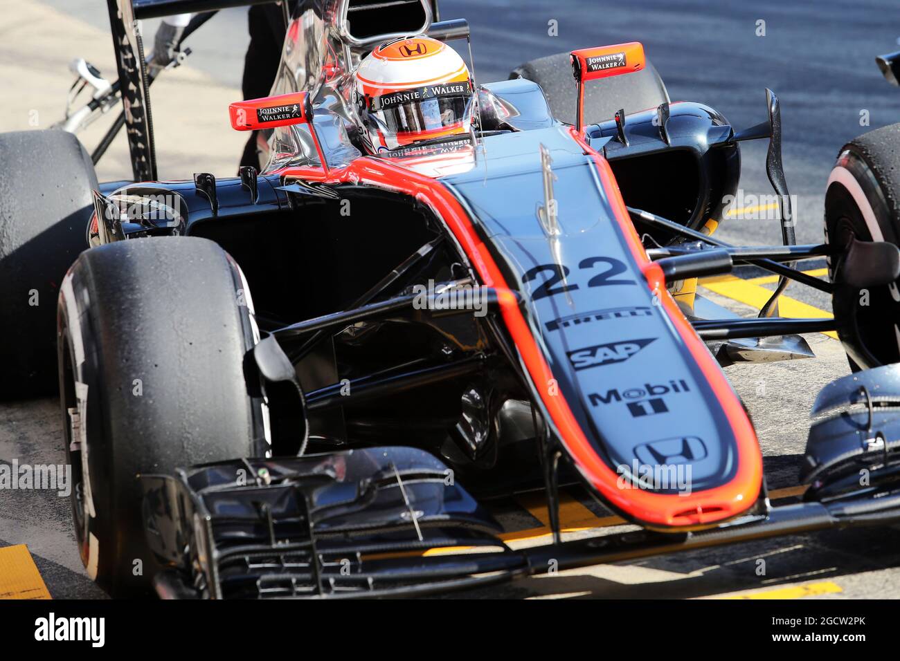 Jenson Button (GBR) McLaren MP4-30. Test di Formula uno, giorno 1, giovedì 19 febbraio 2015. Barcellona, Spagna. Foto Stock