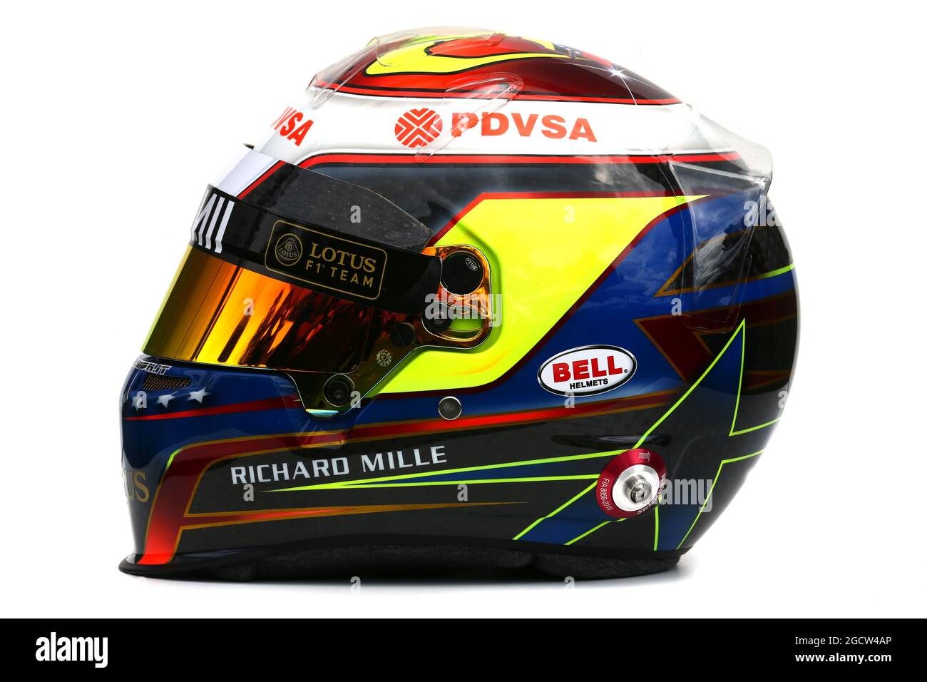 Il casco del Pastor Maldonado (VEN) Lotus F1 Team. Gran Premio d'Australia, giovedì 12 marzo 2015. Albert Park, Melbourne, Australia. Foto Stock