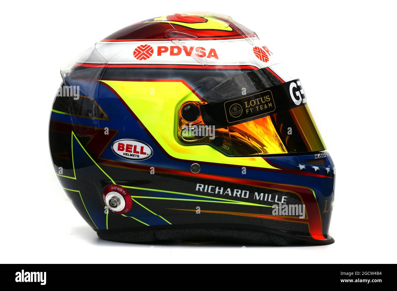 Il casco del Pastor Maldonado (VEN) Lotus F1 Team. Gran Premio d'Australia, giovedì 12 marzo 2015. Albert Park, Melbourne, Australia. Foto Stock