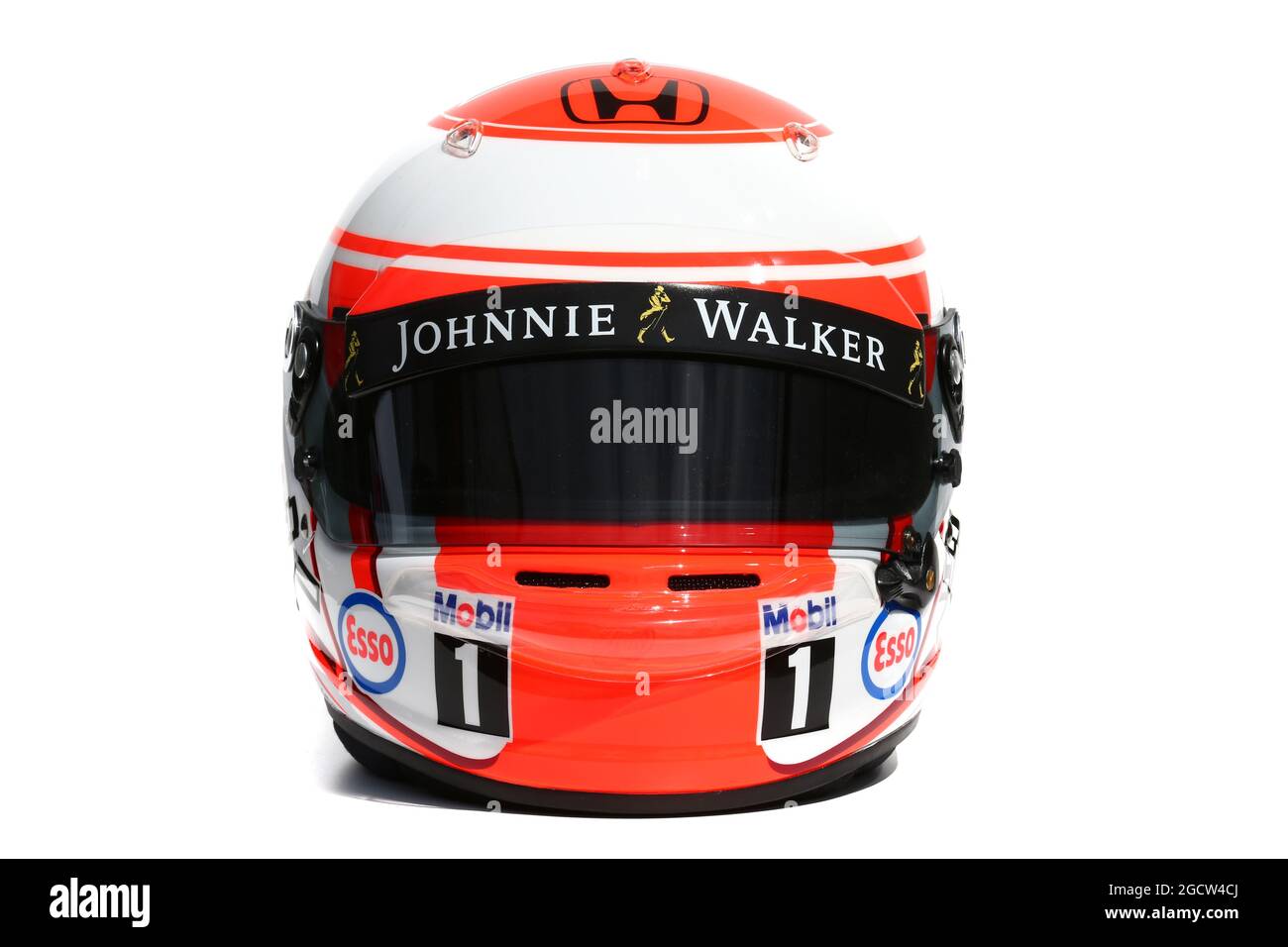 Il casco di Jenson Button (GBR) McLaren. Gran Premio d'Australia, giovedì 12 marzo 2015. Albert Park, Melbourne, Australia. Foto Stock
