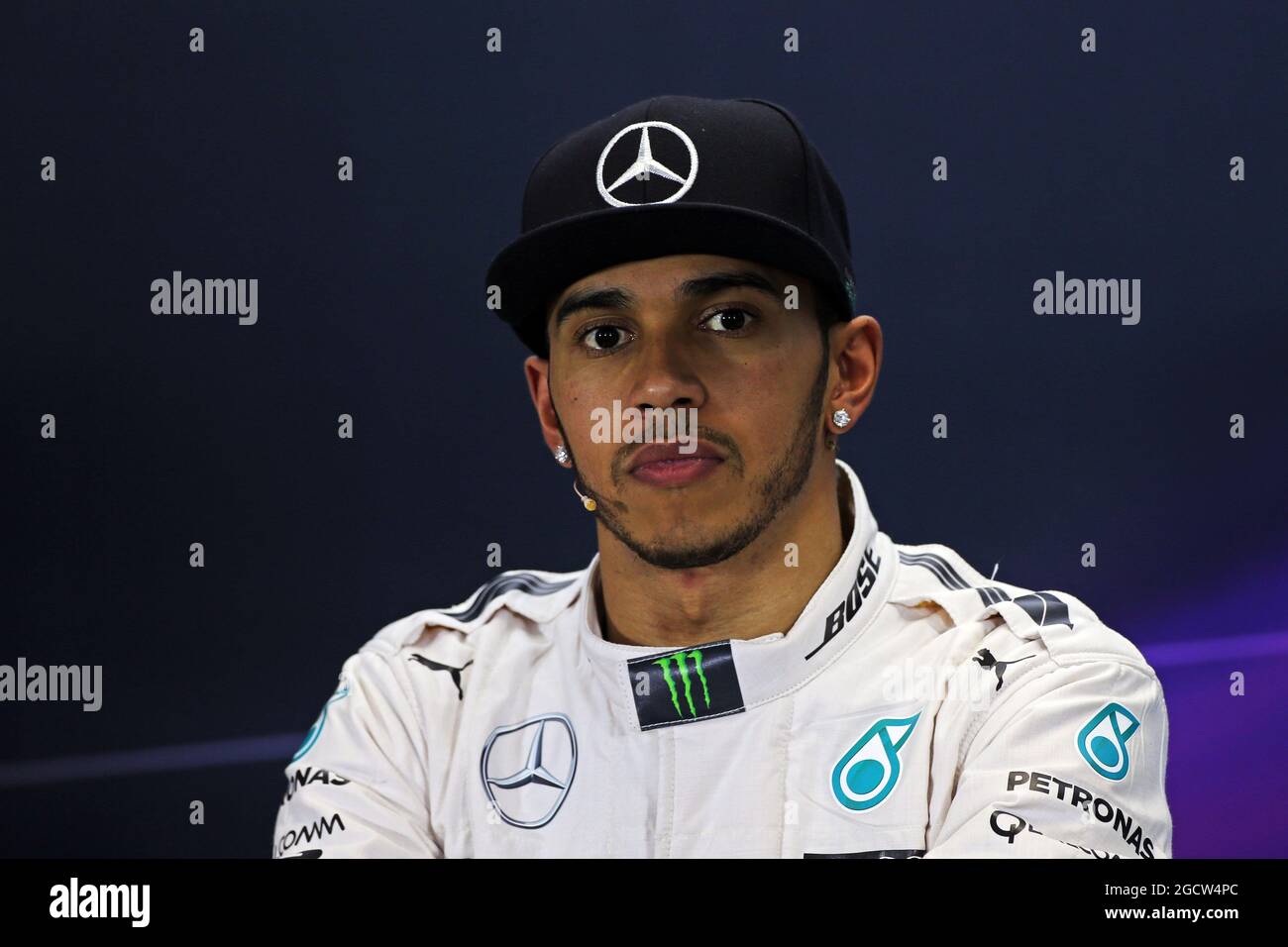 Lewis Hamilton (GBR) Mercedes AMG F1 alla conferenza stampa della FIA. Gran Premio d'Australia, sabato 14 marzo 2015. Albert Park, Melbourne, Australia. Foto Stock