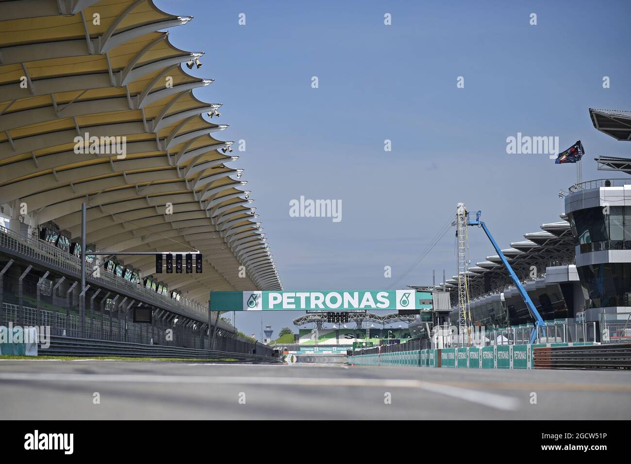 Circuito di Sepang - partenza / arrivo dritto. Gran Premio della Malesia, giovedì 26 marzo 2015. Sepang, Kuala Lumpur, Malesia. Foto Stock