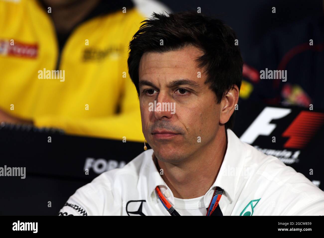 Toto Wolff (GER), azionista e Direttore Esecutivo di Mercedes AMG F1 alla Conferenza stampa della FIA. Gran Premio di Monaco, giovedì 21 maggio 2015. Monte Carlo, Monaco. Foto Stock