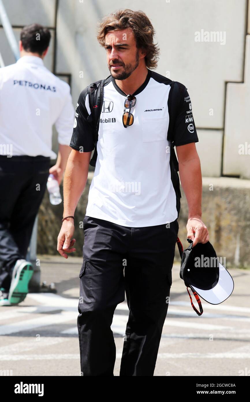 Fernando Alonso (ESP) McLaren. Gran Premio del Belgio, giovedì 20 agosto 2015. Spa-Francorchamps, Belgio. Foto Stock