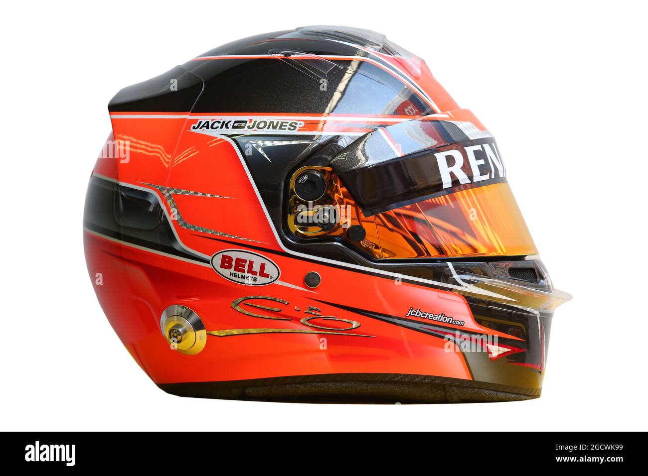 Il casco di Esteban OCON (fra) Renault Sport F1 Team Test driver. Test di Formula uno, giorno 1, martedì 1 marzo 2016. Barcellona, Spagna. Foto Stock