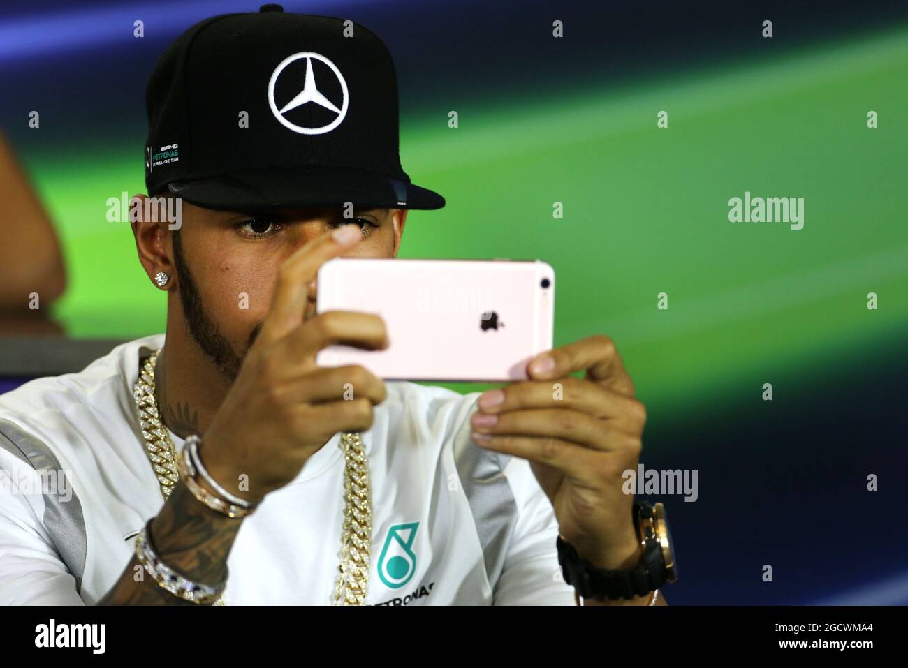 Lewis Hamilton (GBR) Mercedes AMG F1 alla conferenza stampa della FIA. Gran Premio d'Australia, giovedì 17 marzo 2016. Albert Park, Melbourne, Australia. Foto Stock