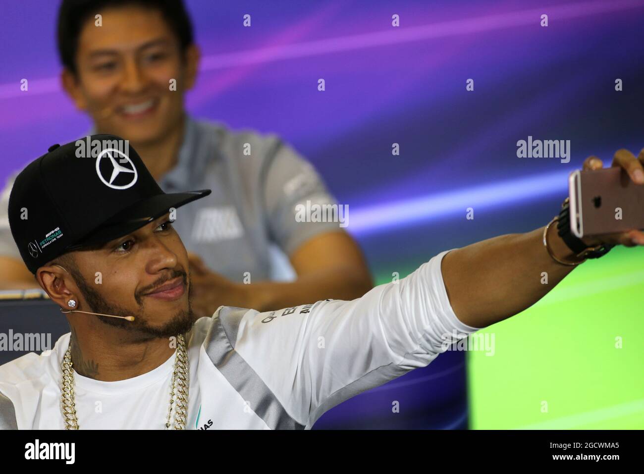 Lewis Hamilton (GBR) Mercedes AMG F1 alla conferenza stampa della FIA. Gran Premio d'Australia, giovedì 17 marzo 2016. Albert Park, Melbourne, Australia. Foto Stock
