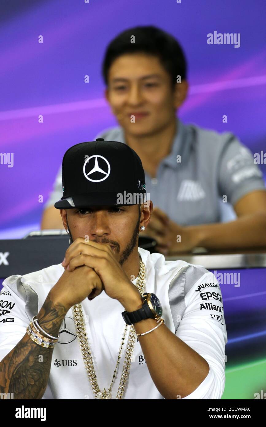 Lewis Hamilton (GBR) Mercedes AMG F1 alla conferenza stampa della FIA. Gran Premio d'Australia, giovedì 17 marzo 2016. Albert Park, Melbourne, Australia. Foto Stock