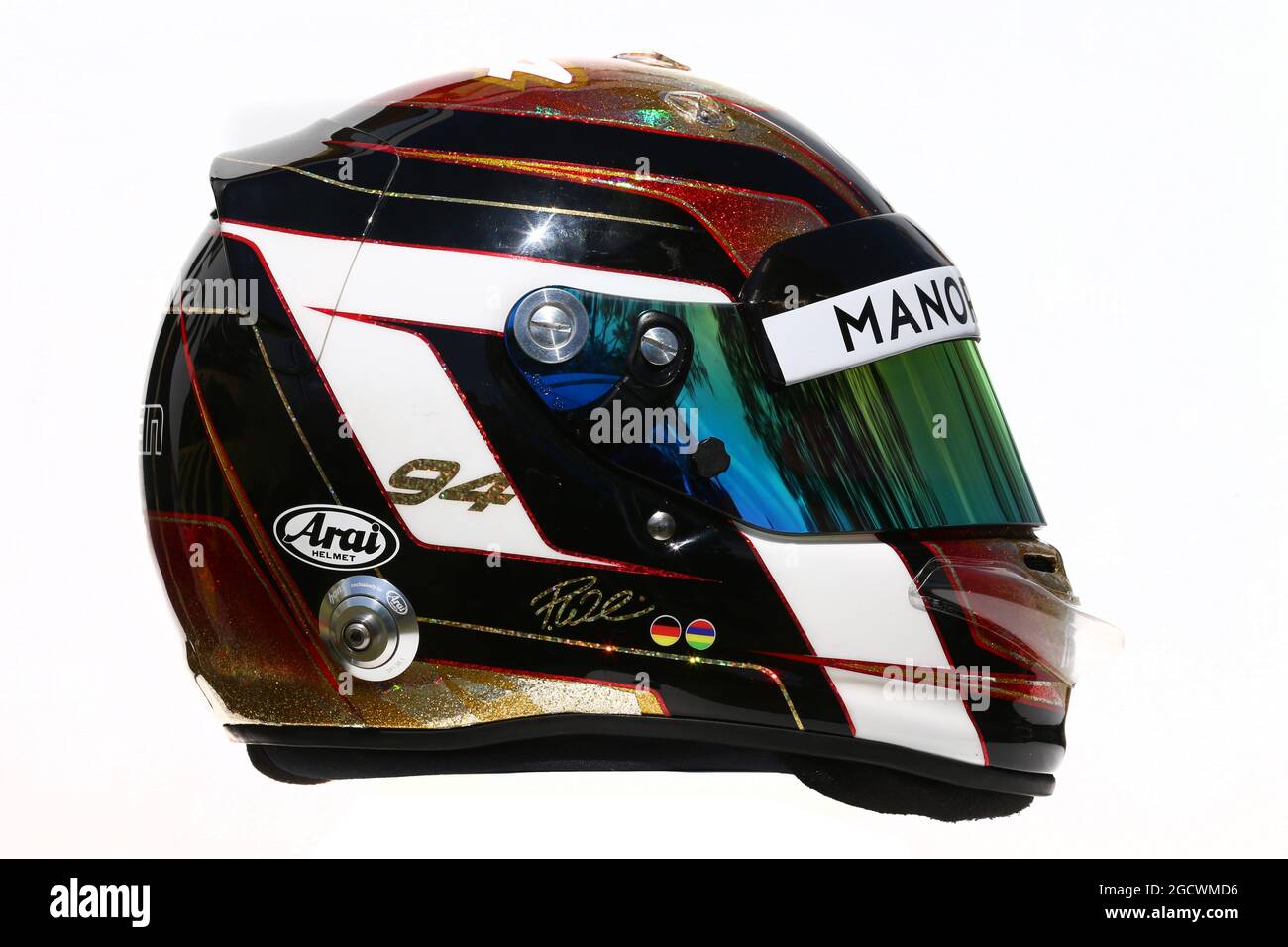 Il casco di Pascal Wehrlein (GER) Manor Racing. Gran Premio d'Australia, giovedì 17 marzo 2016. Albert Park, Melbourne, Australia. Foto Stock