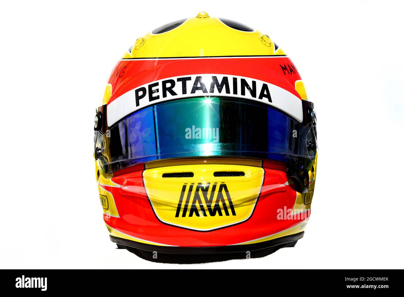 Il casco del Rio Haryanto (IDN) Manor Racing. Gran Premio d'Australia, giovedì 17 marzo 2016. Albert Park, Melbourne, Australia. Foto Stock