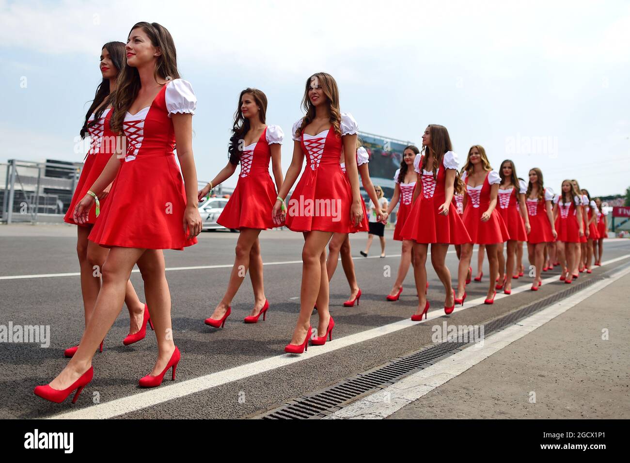 Ragazza griglia. Gran Premio di Ungheria, domenica 24 luglio 2016. Budapest, Ungheria. Foto Stock