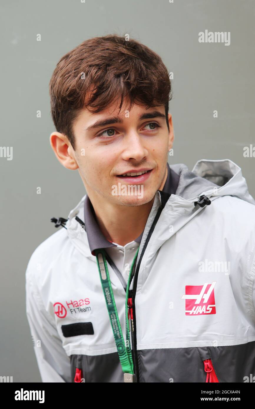 Charles Leclerc (MON) pilota di prova del Team Haas F1. Gran Premio del Brasile, sabato 12 novembre 2016. San Paolo, Brasile. Foto Stock