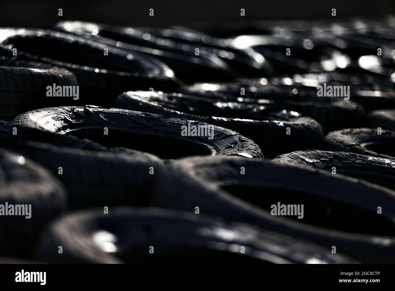 Barriera per pneumatici. Test di Formula uno, giorno 3, giovedì 9 marzo 2017. Barcellona, Spagna. Foto Stock