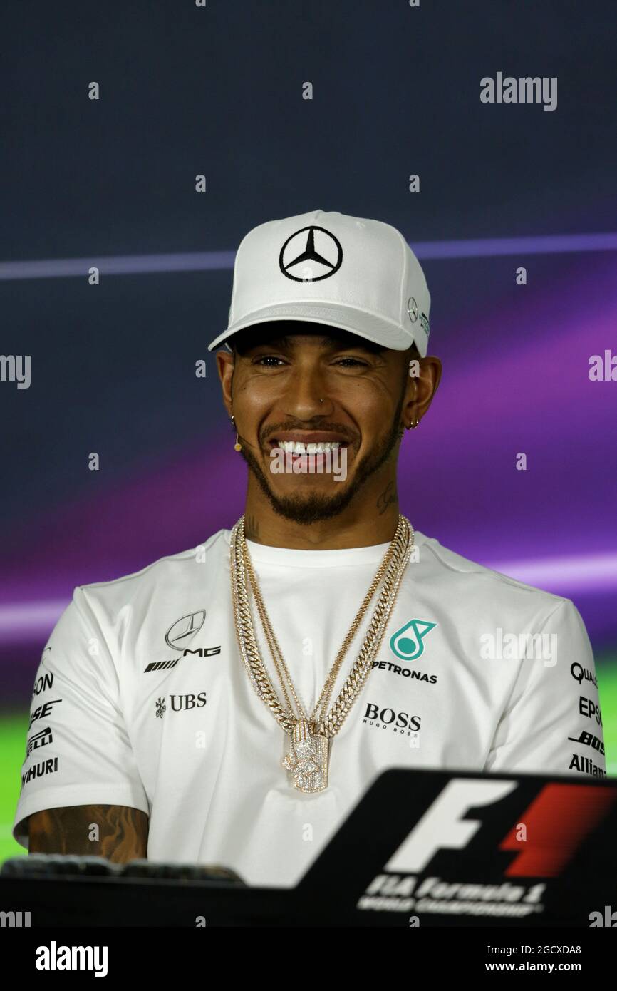 Lewis Hamilton (GBR) Mercedes AMG F1 alla conferenza stampa della FIA. Gran Premio d'Australia, giovedì 23 marzo 2017. Albert Park, Melbourne, Australia. Foto Stock
