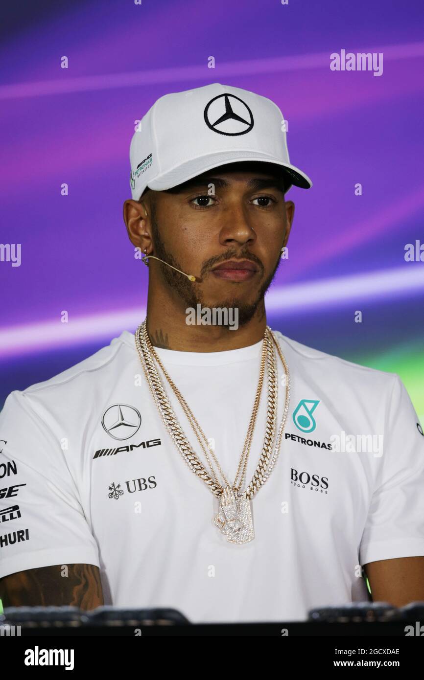 Lewis Hamilton (GBR) Mercedes AMG F1 alla conferenza stampa della FIA. Gran Premio d'Australia, giovedì 23 marzo 2017. Albert Park, Melbourne, Australia. Foto Stock