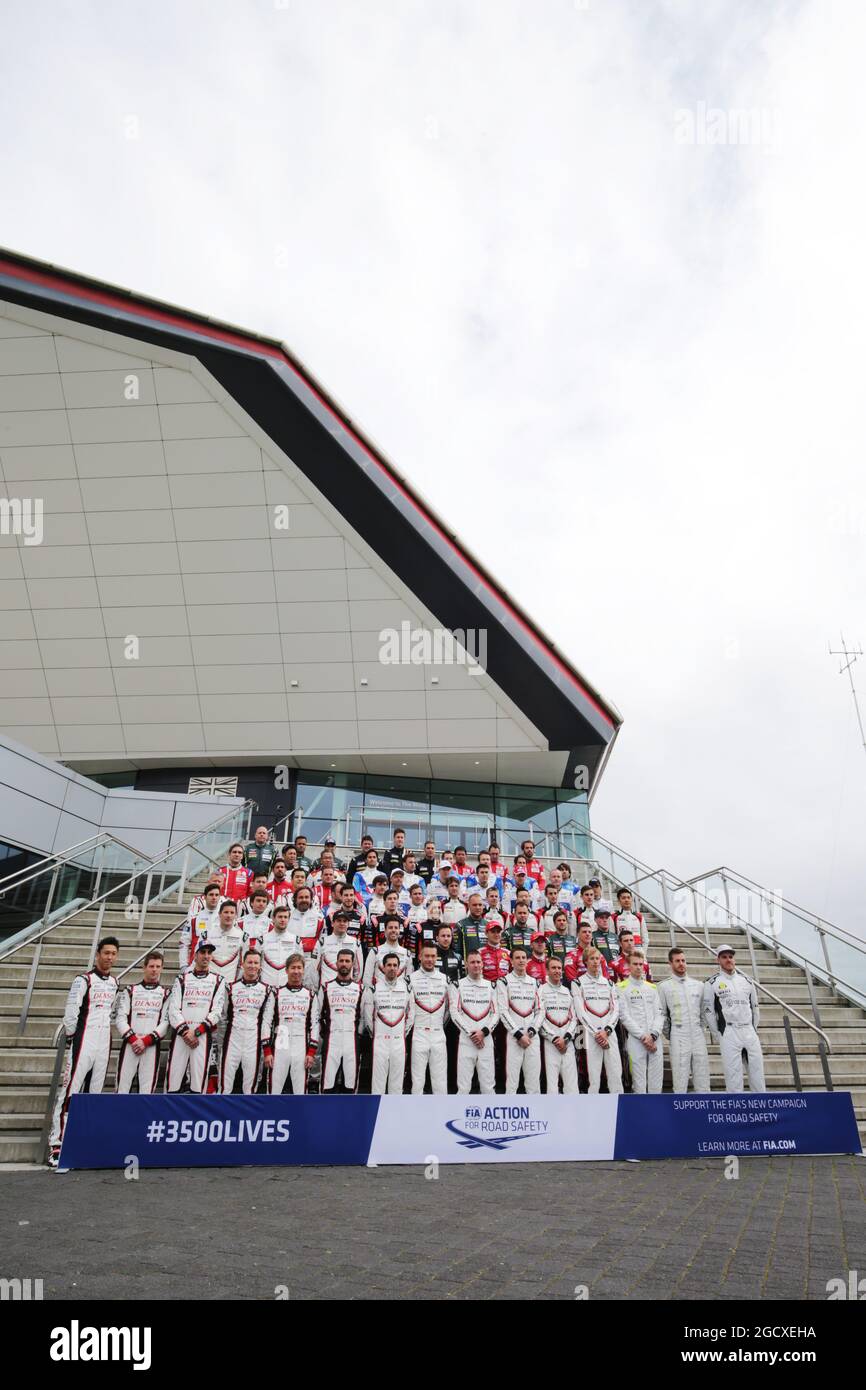 2017 Drivers Group Photo FIA World Endurance Championship, Round 1, venerdì 14 aprile 2017. Silverstone, Inghilterra. Foto Stock