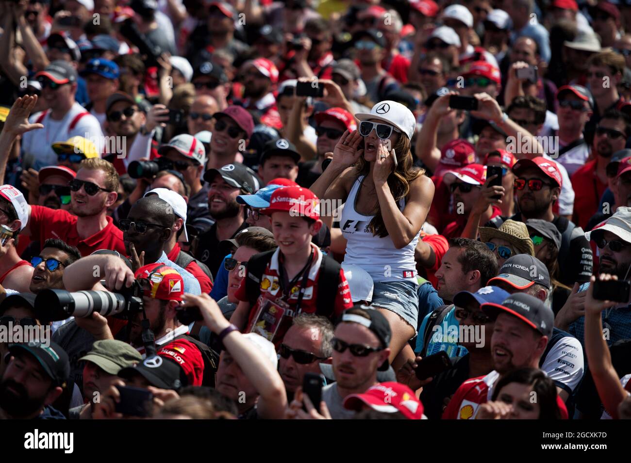 Tifosi sul podio. Gran Premio del Canada, domenica 11 giugno 2017. Montreal, Canada. Foto Stock