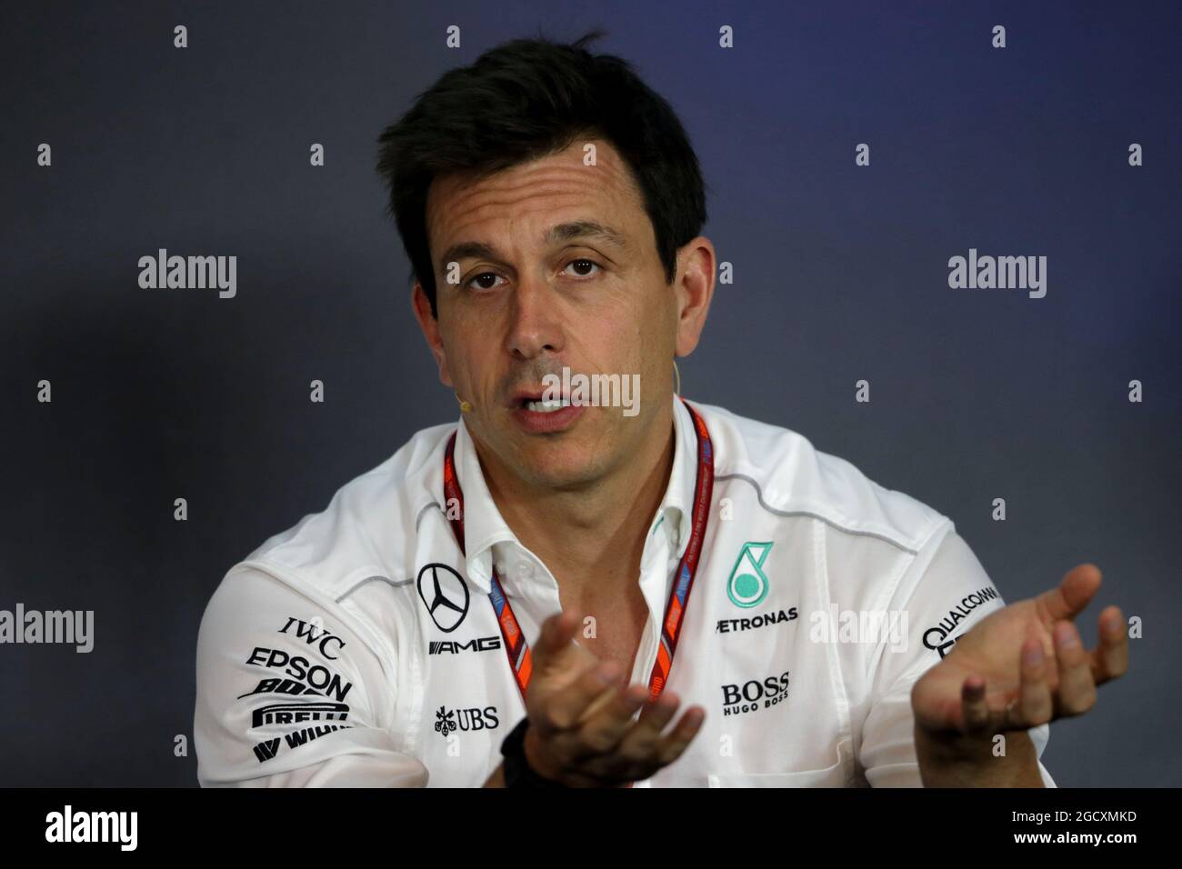 Toto Wolff (GER), azionista e Direttore Esecutivo di Mercedes AMG F1 alla Conferenza stampa della FIA. Gran Premio d'Austria, venerdì 7 luglio 2017. Spielberg, Austria. Foto Stock