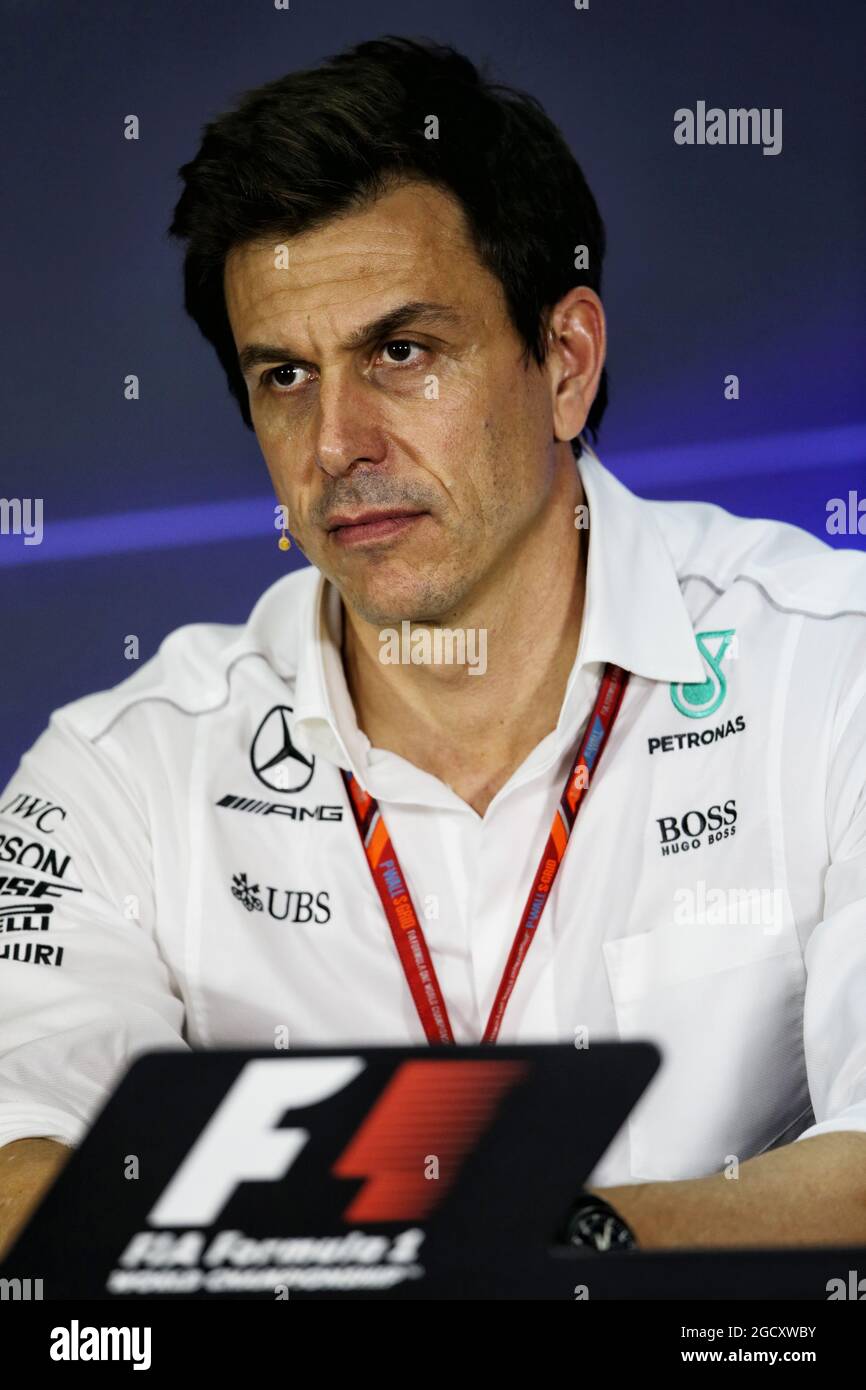 Toto Wolff (GER), azionista e Direttore Esecutivo di Mercedes AMG F1 alla Conferenza stampa della FIA. Gran Premio della Malesia, venerdì 29 settembre 2017. Sepang, Kuala Lumpur, Malesia. Foto Stock