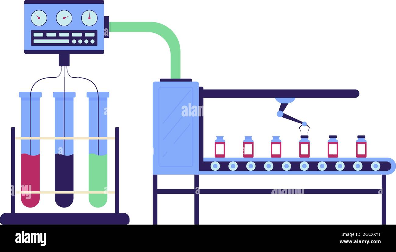 Laboratorio per la produzione di vaccini flat concept illustrazione vettoriale Illustrazione Vettoriale